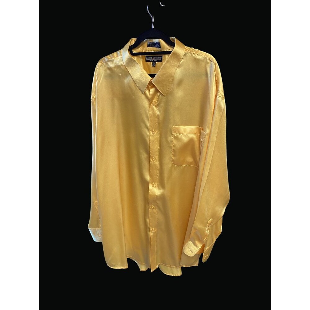 Daniel Ellissa Mens Satin Button-Up Shirt Gold Size 21 1/2 37-38 CB01 G